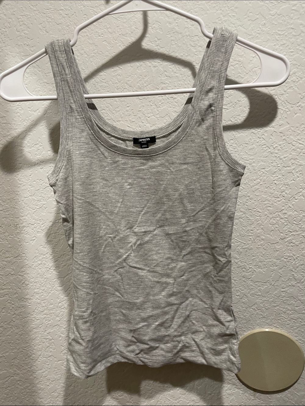 Express Light Gray Ribbed Scoop Tank
